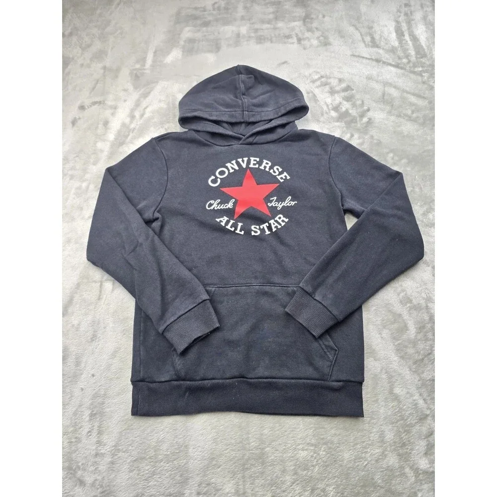 Converse Youth All Star Chuck Taylor Black No-Tie Hoodie Sweatshirt L 12-13Y
